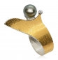 Preview: Ring aus Silber- Feingold mit Brillant und Tahitiperle