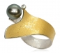 Preview: Ring aus Silber- Feingold mit Brillant und Tahitiperle