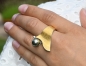 Preview: Ring aus Silber- Feingold mit Brillant und Tahitiperle