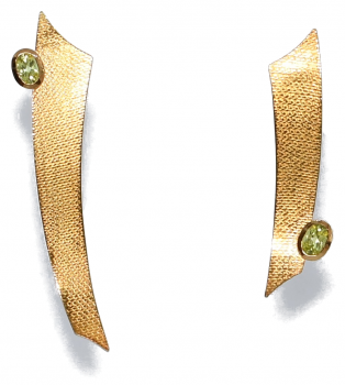 Ohrstecker "Gold and Green" aus Silber mit Feingold und Chrysoberyll