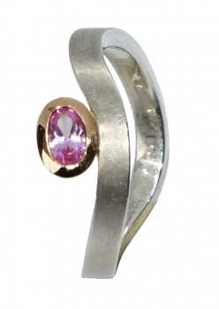 Verlobungsring Silber, Roségold, pink Saphir