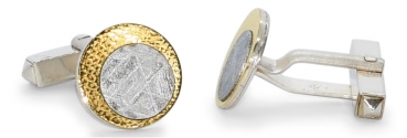 Manschettenknöpfe aus Silber mit Feingold und Meteorit