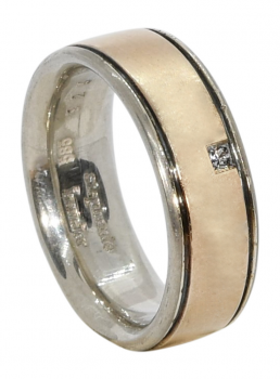 Ring aus Silber und Roségold mit Diamant-Princess