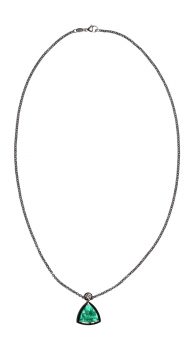 Weißgoldkette und Anhänger aus Weißgold mit Smaragd und Brillant