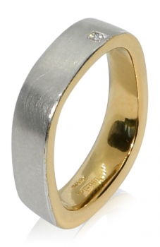 Ring aus Silber mit Feingold-Vergoldung und Diamant-Princess