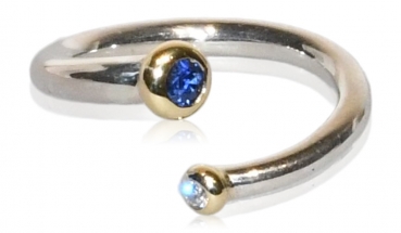 Ring "Isolde" aus Silber mit Gold, Saphir und Brillant