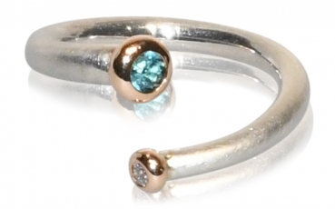 Ring "Isolde" aus Silber mit Rotold, Turmalin und Brillant