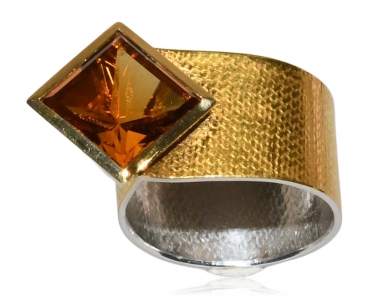 Ring aus Silber mit Gold und Citrin