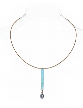 Anhänger aus Gold mit Andenopal und Tahitiperle