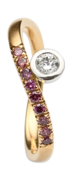 Verlobungsring "JA, ICH WILL!" aus Roségold, Platin und Brillanten