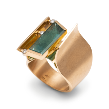 Ring aus Roségold mit Turmalin und Brillanten