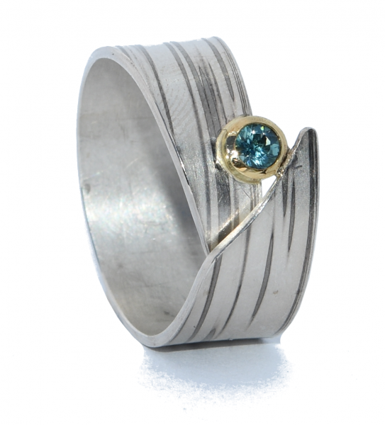 Ring Silber-Palladium mit Gold und Turmalin