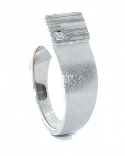 Herrenring Silber-Palladium mit Diamant