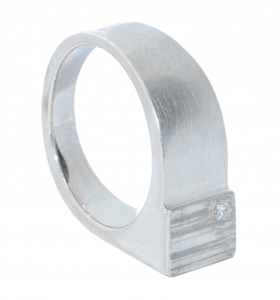 Herrenring Silber-Palladium mit Diamant