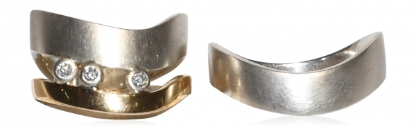Eheringe "UNENDLICHE ACHT" aus Silber und Roségold mit Brillanten