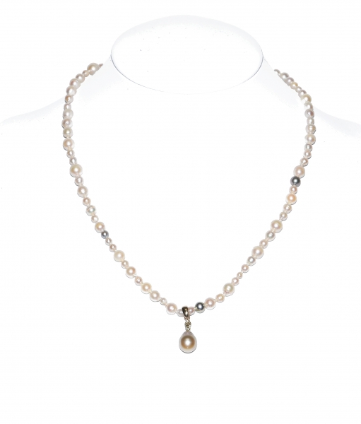 Perlencollier mit Perlanhänger an Goldclip
