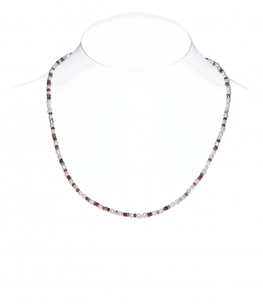 Süßwasser-Perlcollier mit Rauchquarz, Quarz und Citrin