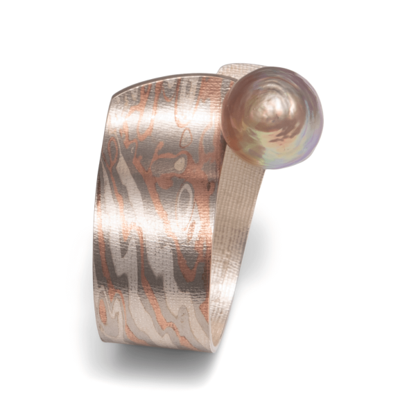 Ring Silber/Palladium/Rotgold mit SW Perle
